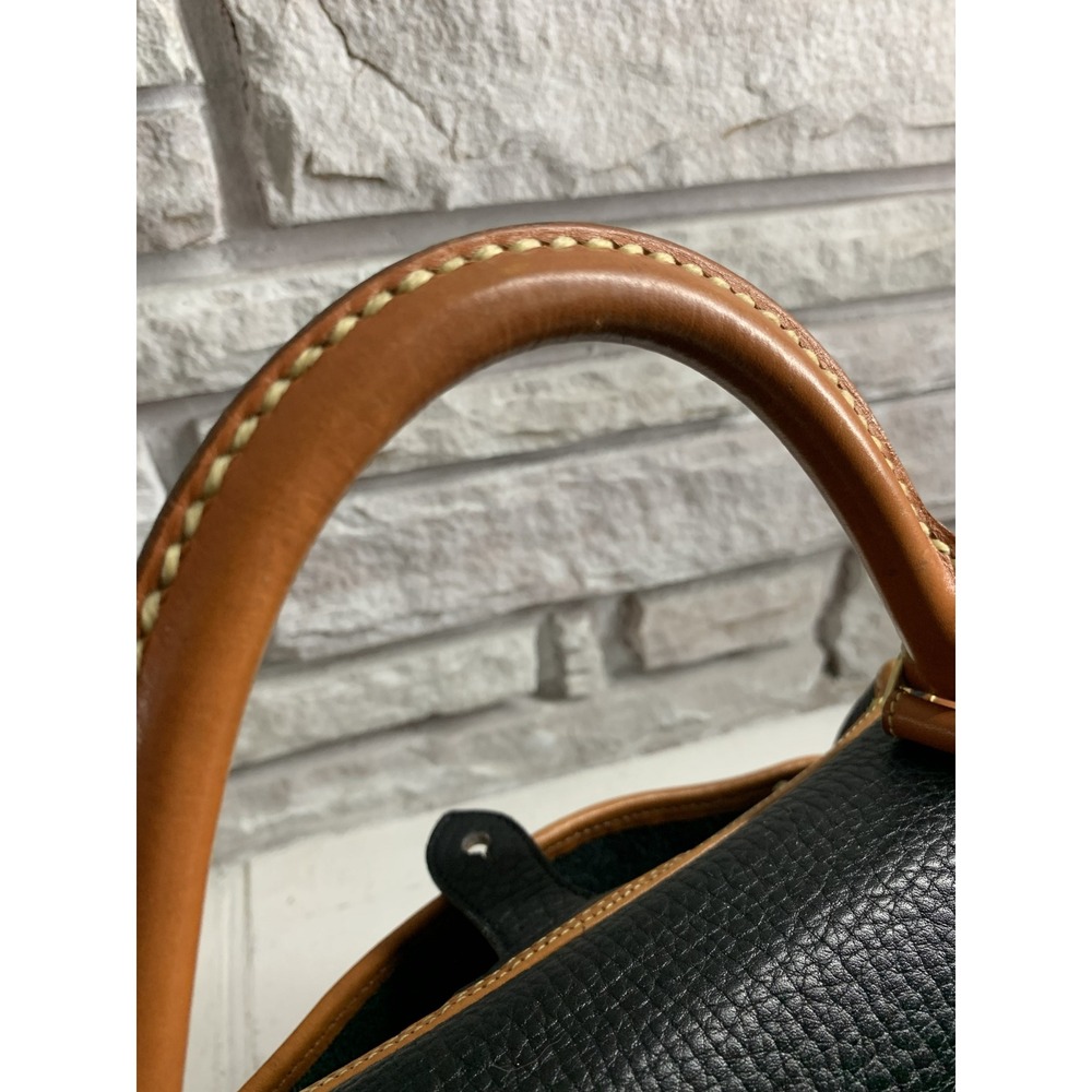 Dooney & Bourke All Weather Leather Vintage Top Handle Bag Black British Tan - Picture 7 of 15